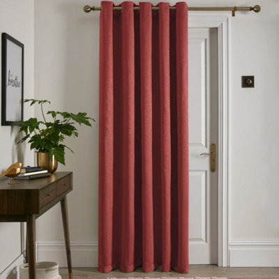 Fusion Strata Dim Out Woven Terracotta Eyelet Single Panel Door Curtain from B&Q