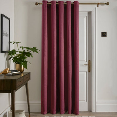 Fusion Strata Dim Out Woven Wine Eyelet Single Panel Door Curtain from B&Q