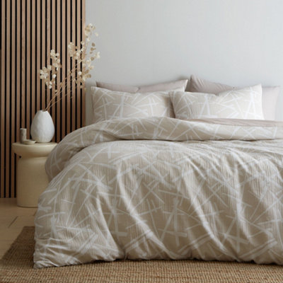 Appletree Otto Jacquard Mark-Making Textured Natural Duvet Cover Set from B&Q