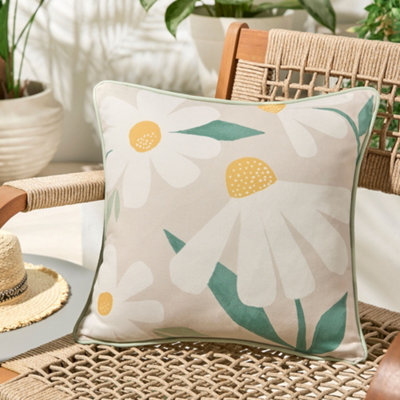 Fusion Daisy Soft Touch Daisy Print Duck Egg Velvet Filled Cushion from B&Q