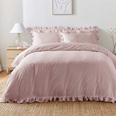 Appletree Unisex Lavender 'Cassia Frill' 100% Cotton Relaxed Look Duvet Cover Set In | : Super King - Image 3