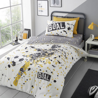 Bedlam Goal Reversible Gold Duvet Cover Set from B&Q