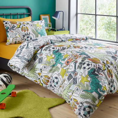 B&Q -  Doodle Zoom Easy Care Multicoloured Duvet Cover Set - Image 7