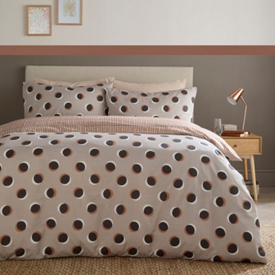 Fusion Unisex Natural 'Polka Spot' All Over Spot Print Duvet Cover Set In | Size: Super King - Image 10