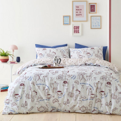 Fusion Coffee Club Duvet Cover Set in Blue - King  | TJ Hughes - Image 9