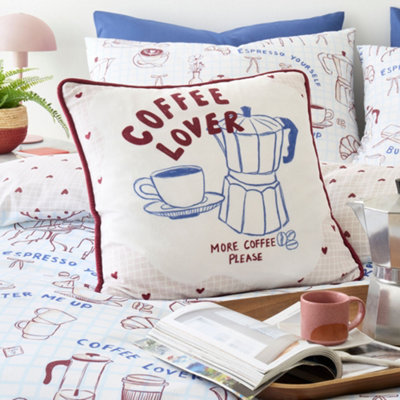 Coffee Club Geometric Blue Square Throw Cushion - Image 10
