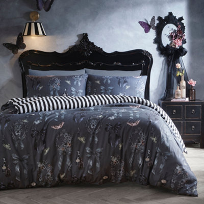 Fusion Bows Noir Duvet Cover Set in Grey - Super King  | TJ Hughes - Image 12