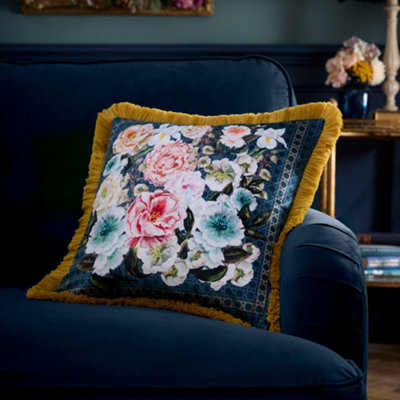 Laurence Llewelyn-Bowen Bouquet List Cushion Blue - Image 13