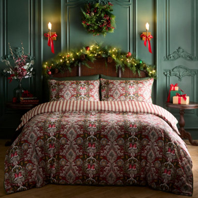 Laurence Llewelyn-Bowen Festive Robin Duvet Cover Set In Red - Image 11