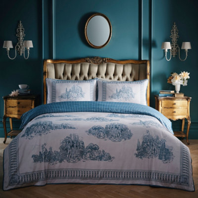Laurence Llewelyn-Bowen Unisex Blue 'Tuscan Toile' 100% Cotton Duvet Cover Set In King - Image 11