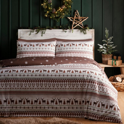 George Natural Fusion Christmas Fairisle Duvet Cover Set - Image 8
