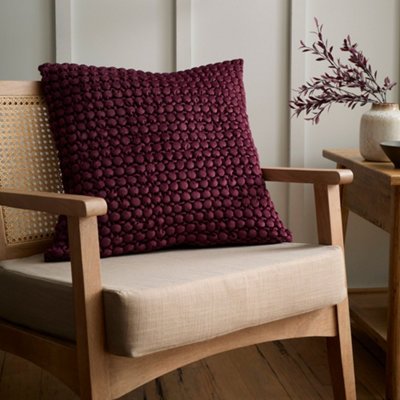 B&Q -  Bobble Velvet Berry Filled Cushion - Image 8