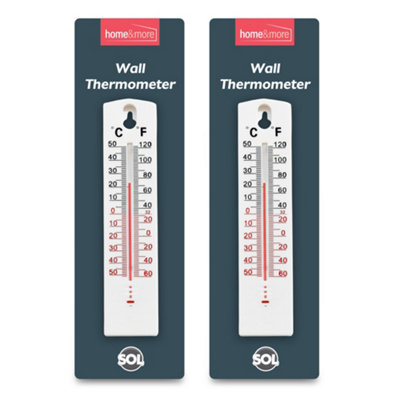 SOL 2Pk Wall Thermometer Indoor Outdoor Room Temperature Monitor Easy To Mount Durable Design With Precise Accurate Readings
