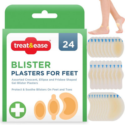 SOL 24Pk Blister Plasters For Feet Hydrocolloid Waterproof Cushions For Faster Healing Reduces Friction Assorted Sizes For Toes from B&Q