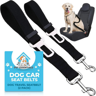 SOL 2Pk Dog Car Seat Belts 70Cm Adjustable Harness Strap Durable Nylon With Secure Clip On Design Comfortable Pet Travel Gear from B&Q