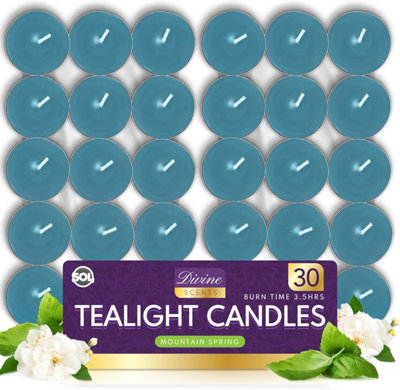 SOL 30Pk Tea Light Candles Mountain Spring 3.5 Hour Burn Time Scented Tea Lights With Refreshing Fragrance For Home Relaxation Dinners from B&Q