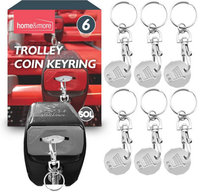 SOL 6Pk Trolley Coin Keyring Shopping Tokens For Supermarket Carts And Gym Lockers Durable Pound Sized Design With Keychain Holder from B&Q
