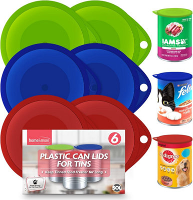 SOL 6Pk Plastic Can Lids Silicone Tin Covers For Food Storage Durable Reusable Can Tops Universal Fit For Pet Food Beans Soups Can from B&Q