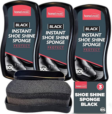 SOL 3Pk Black Instant Shoe Shine Sponge Express Shine For Vinyl And Leather Boots Shoes Bags Instant Shine For Black Leather And Vinyl from B&Q