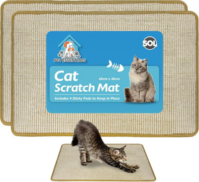SOL 2Pk Cat Scratch Mat 60Cm X 40Cm Durable Sisal Fabric With Anti Slip Backing Protects Furniture And Sofa Encourages Healthy Scratch from B&Q