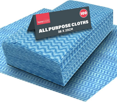 SOL 100Pk All Purpose Cloths 38 X 23Cm Disposable Cleaning J Cloths Blue Soft Absorbent Gentle Reusable For Household And Professional from B&Q