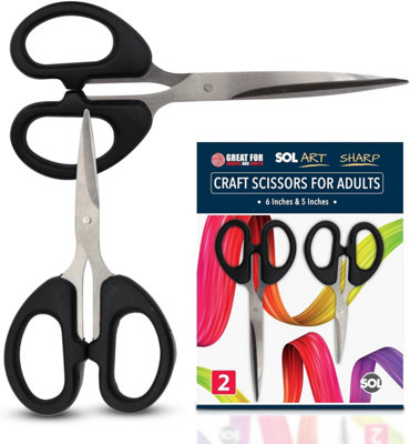 SOL 2Pk Craft Scissors For Adults Multipurpose All Purpose Scissor With Sharp Blades Precision Cutting For Sewing Scrapbooking Diy from B&Q