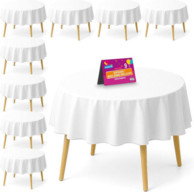 SOL 9Pk White Round Table Cloth Disposable 140Cm Party Tablecloths Durable Spill Protection Perfect For Weddings Buffets Catering from B&Q