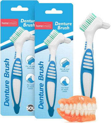 SOL 2Pk Denture ToothbrushRetainer Brush With Dual-Angled HeadsSoft Bristles For Tight AreasDenture Cleaning from B&Q