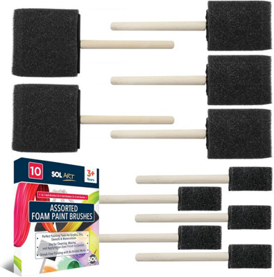 SOL 10Pk Assorted Foam Brushes2.557.5Cm Sponge Paint Brushes For AcrylicsVarnishWood StainDiy CraftsSmooth Application from B&Q