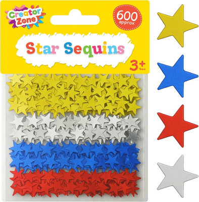 SOL 600Pk Star SequinsGold Silver Red And Blue Craft Stars For Arts And CraftsScrapbookingCreativityParty Table Confetti from B&Q