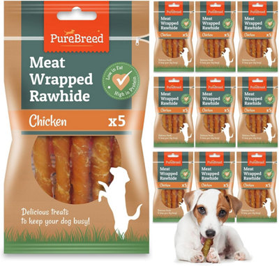 SOL 50Pk Meaty Twist Wrap Dog TreatsChicken-Flavour Rawhide SticksPuppy Chews For Reward And Training from B&Q