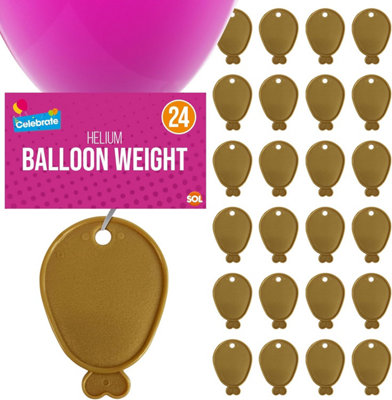 B&Q -  24Pk Helium Balloon WeightsGold Plastic Weights For Parties205G Heavy-Duty Holders For BirthdaysWeddings And Celebrations