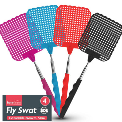 SOL 4Pk Long Fly Swatters 45CmHeavy-Duty Swats For MosquitoesFliesWaspsMoths And Other Flying Pests from B&Q