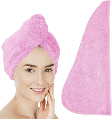 SOL 1Pk Pink Microfibre Hair Towel WrapSuper-Absorbent Quick-Dry Turban For Long HairSoft Anti-Frizz Design For Home And Spa from B&Q
