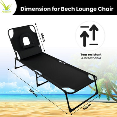  - Sun Lounger Adjustable Backrest & Face Hole Reclining Lounger Foldable