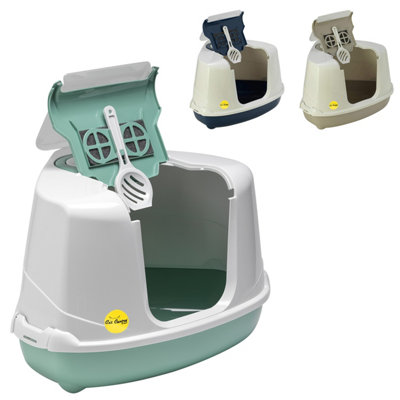 Cat Centre.Direct Cat Centre Green Corner Hooded Litter Tray from B&Q