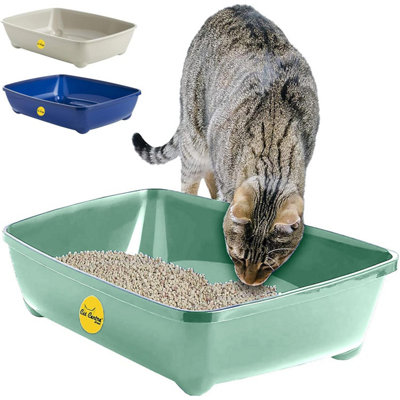 B&Q -  Cat Centre Green Jumbo Open Cat Litter Tray 56Cm Xl Pet Toilet Kitten Easy Clean Plastic Portable Pan Loo Box Rounded Corners