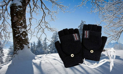  - Usb Touch Screen Winter Warm Flip Heated Gloves Black