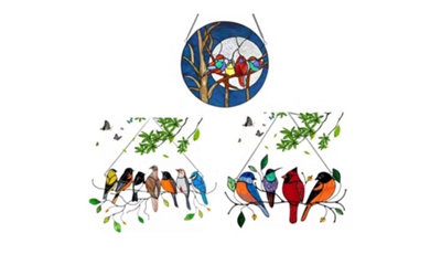 Mix Stained Glass Effect Bird Hanging Decoration from B&Q