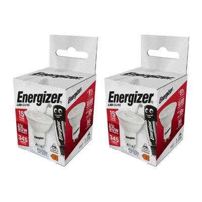 Energizer Led Gu10 Non-Dimmable Bulb, Cool 345 Lm 4.2W (Pack Of 2) White