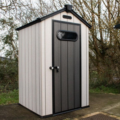 BPS Access Solutions Bps Grand Outdoor Apex Garden Storage Shed 4 X 4Ft Grey - All Weather Resistant - Zero Maintenance - Easy Assembly