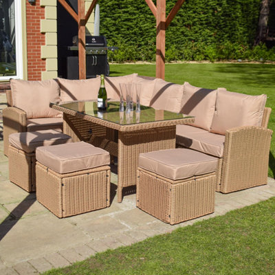 BPS Access Solutions The Perranporth Luxury Rattan Garden Set With Glass Table (Taupe/brown) from B&Q