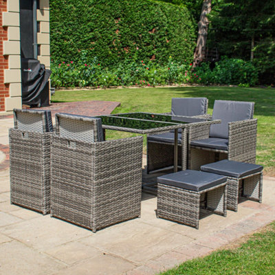 BPS Access Solutions Bps Deluxe 8 Seater Rattan Cube Dining Set from B&Q