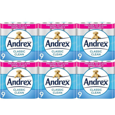 Andrex Toilet Tissue Classic Clean 9 Rolls X 6