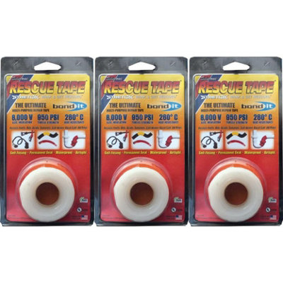 Bond It Silicone Rescue Tape White 25mm X 3.66M (Pack Of 3) from B&Q