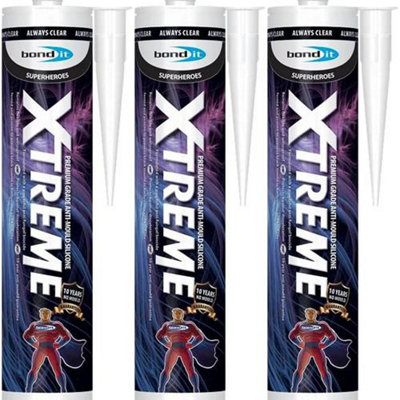 Bond It Xtreme White Anti-Mould Silicone Sealant Eu3 Cartridge 310Ml Bdsanxwh(N) (Pack Of 3) from B&Q