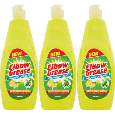 Elbow Grease Lemon Washing Up Liquid 600Ml (Pack Of 3) from B&Q