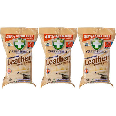 B&Q Greenshield Leather Conditioning Surface Wipes, 70 Wipes (Pack Of 3)