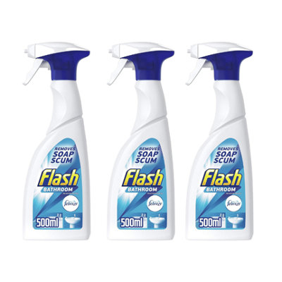 Flash Bathroom Surface Cleaner Spray, 500Ml X 3