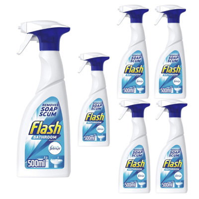 Flash Bathroom Surface Cleaner Spray, X 6 500Ml